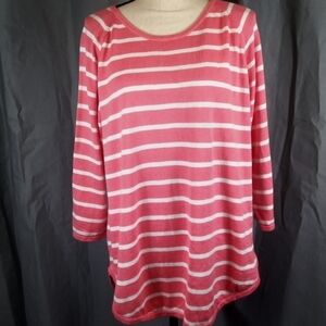 Jeanne Pierre pink and white striped sweater, size XL